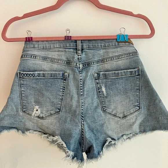 Blank NYC Light Blue Jean Shorts with Dark Blue Embroidery - Picture 6 of 7